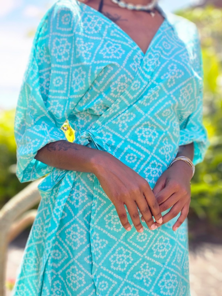 Eterna wrap dress in turquoise