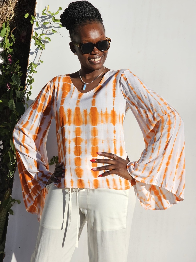 Sunset Tie-Dye Flared Sleeve Top