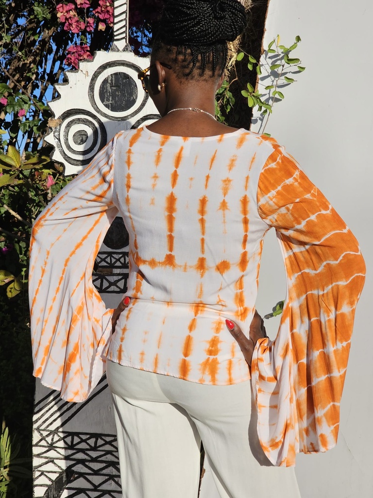 Sunset Tie-Dye Flared Sleeve Top
