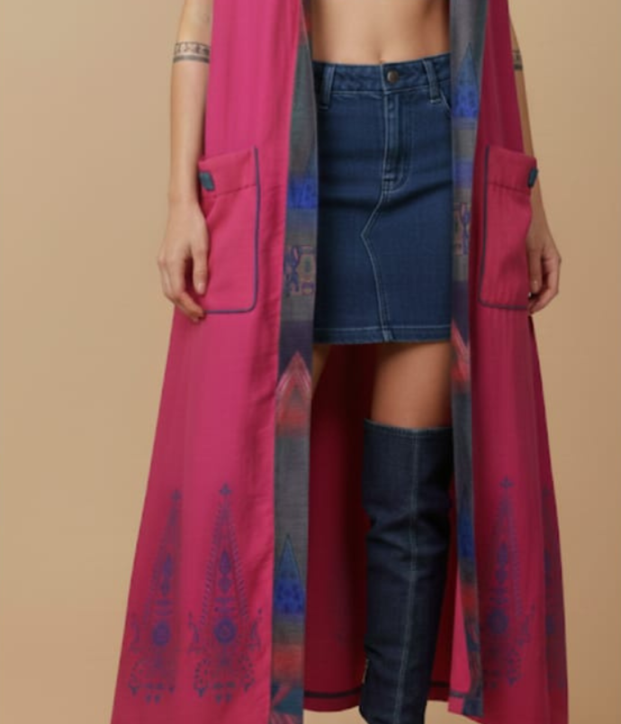 Eclipse cardigan hot pink reversible royal blue