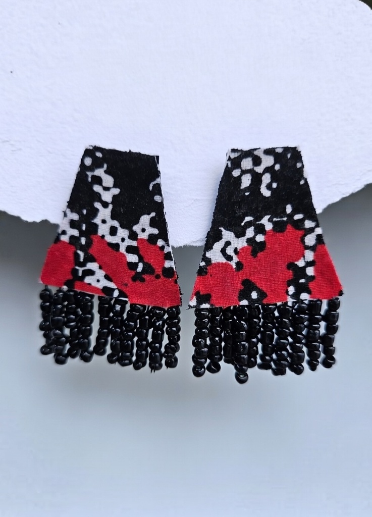 Ankara earrings black, red and white