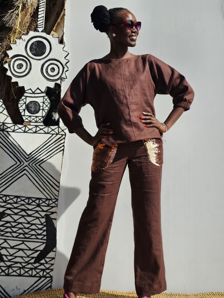 Linea chocolate linen set