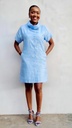Linen turtleneck dress light blue