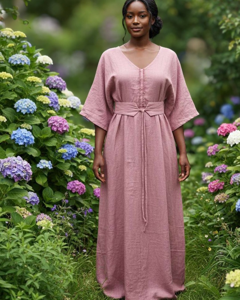 Sahara muse dress in crimson linen