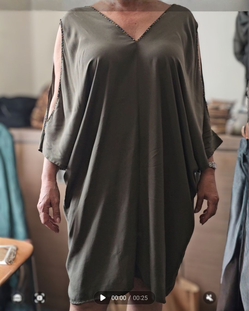 Amani dress olive green soft cotton