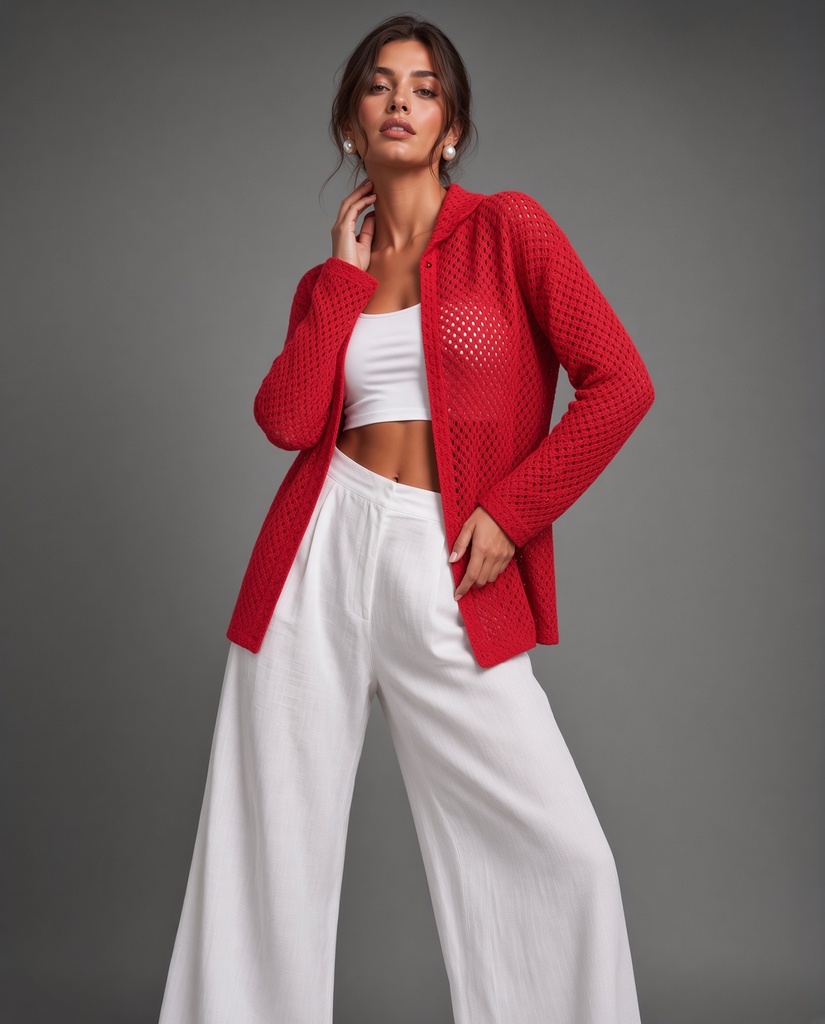 Boho cardigan ruby red