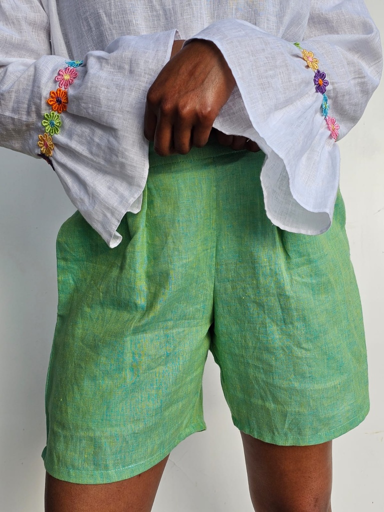 Lime green linen shorts