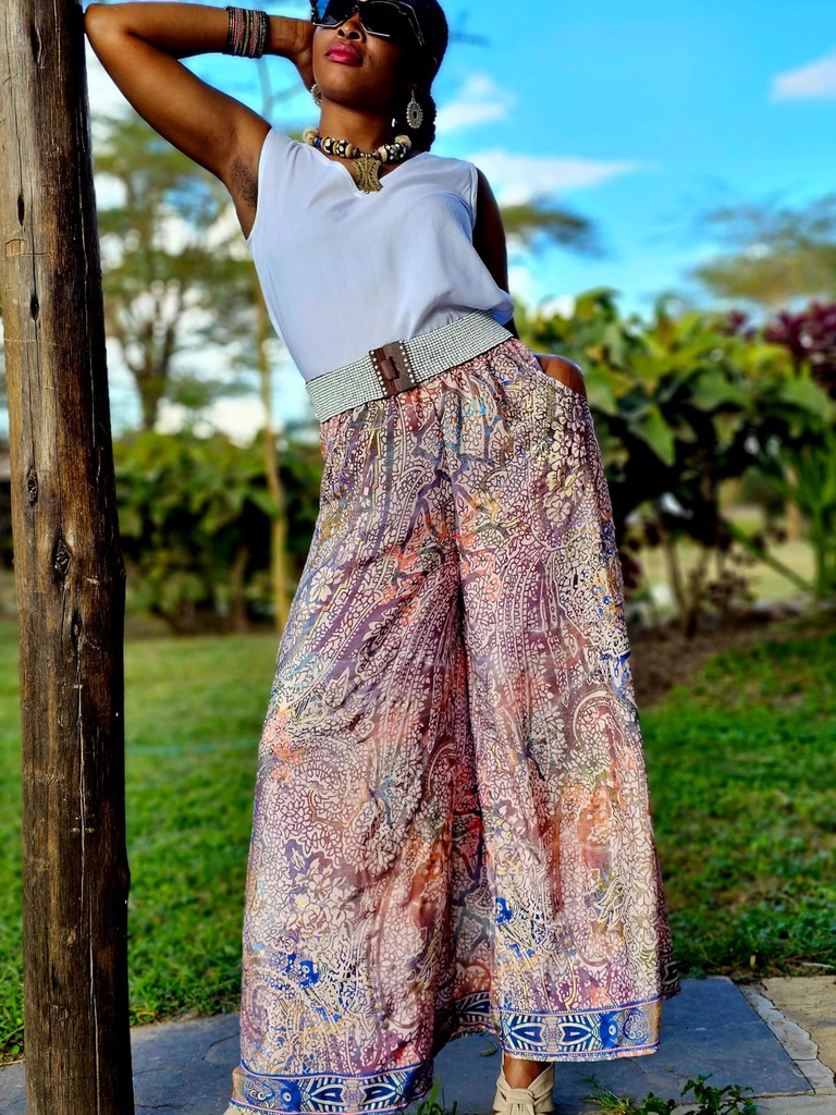 Silk palazzo - wild plum