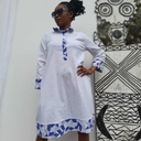 White linen shirt dress