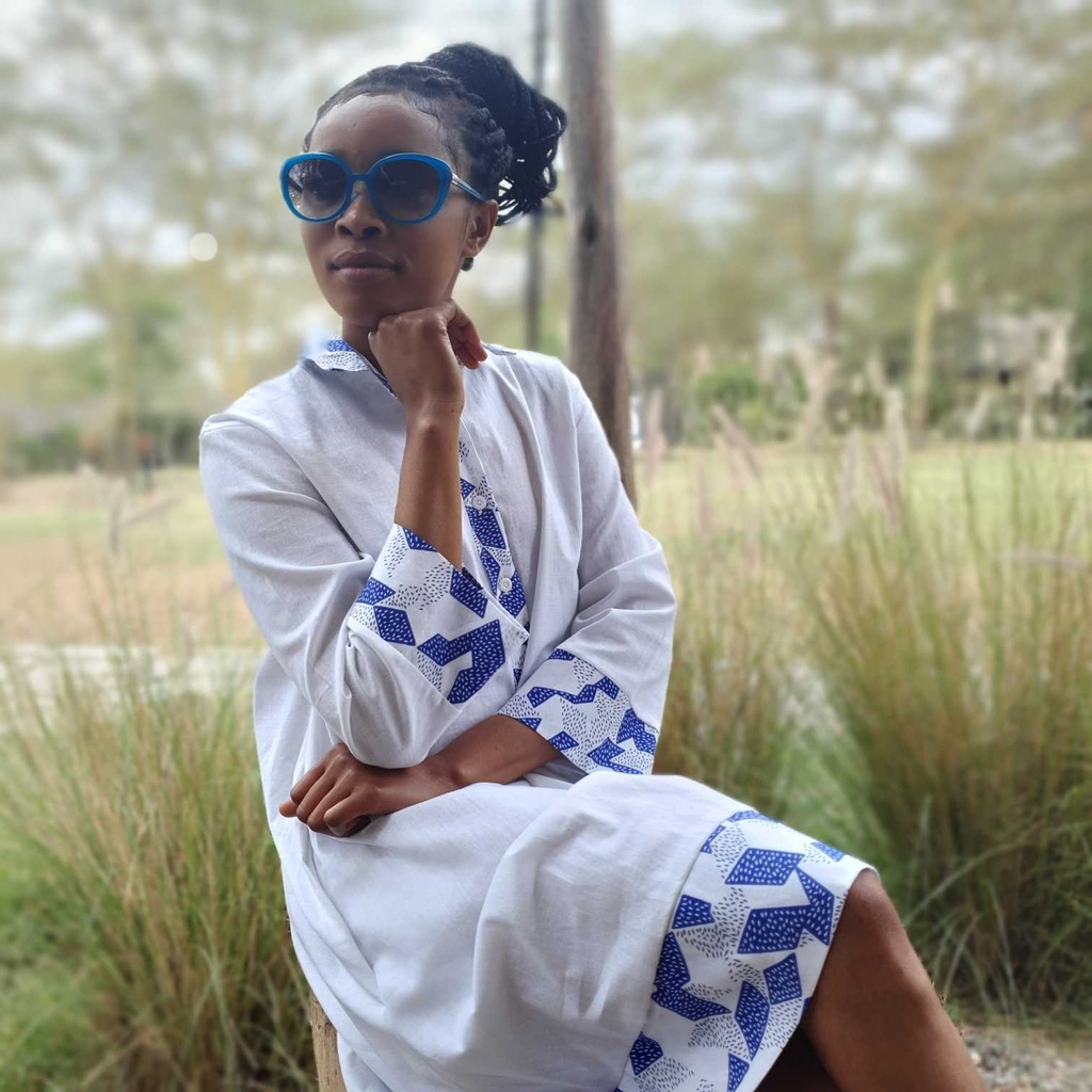 White linen shirt dress