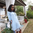 Baby blue linen shirt dress