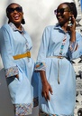 Baby blue linen shirt dress