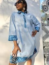 Baby blue linen shirt dress