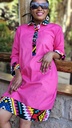 Hot pink linen shirt dress