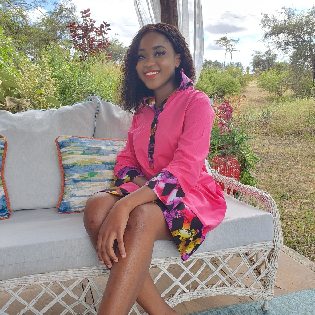 Hot pink linen shirt dress