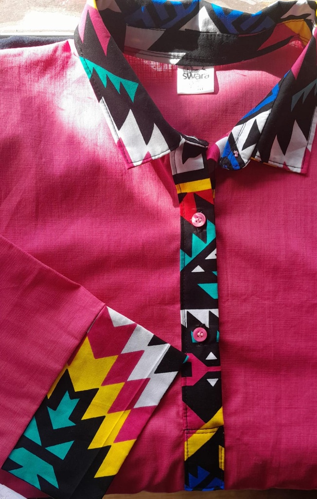 Hot pink linen shirt dress