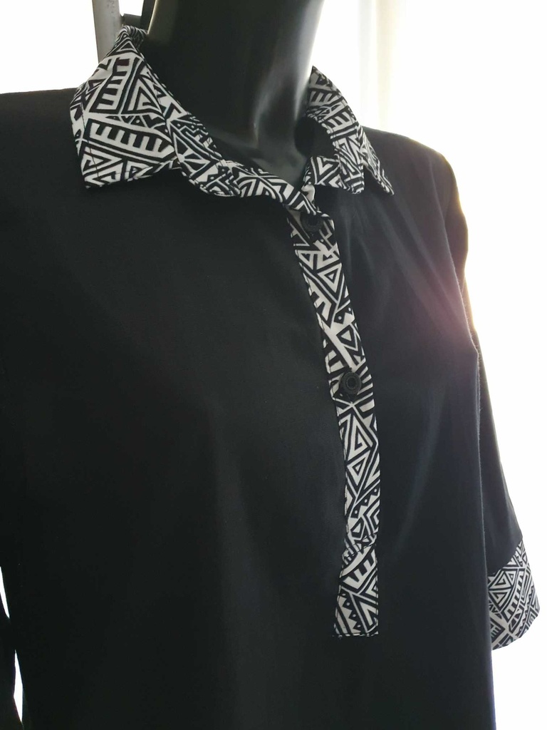 Black and white linen shirt dress