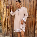 Nude linen shirt dress
