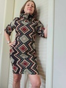 Rhomboid fitted turtleneck dress