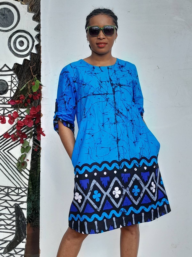 Blue, tunika haljina bez kragne