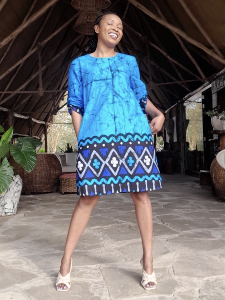 Blue, tunika haljina bez kragne