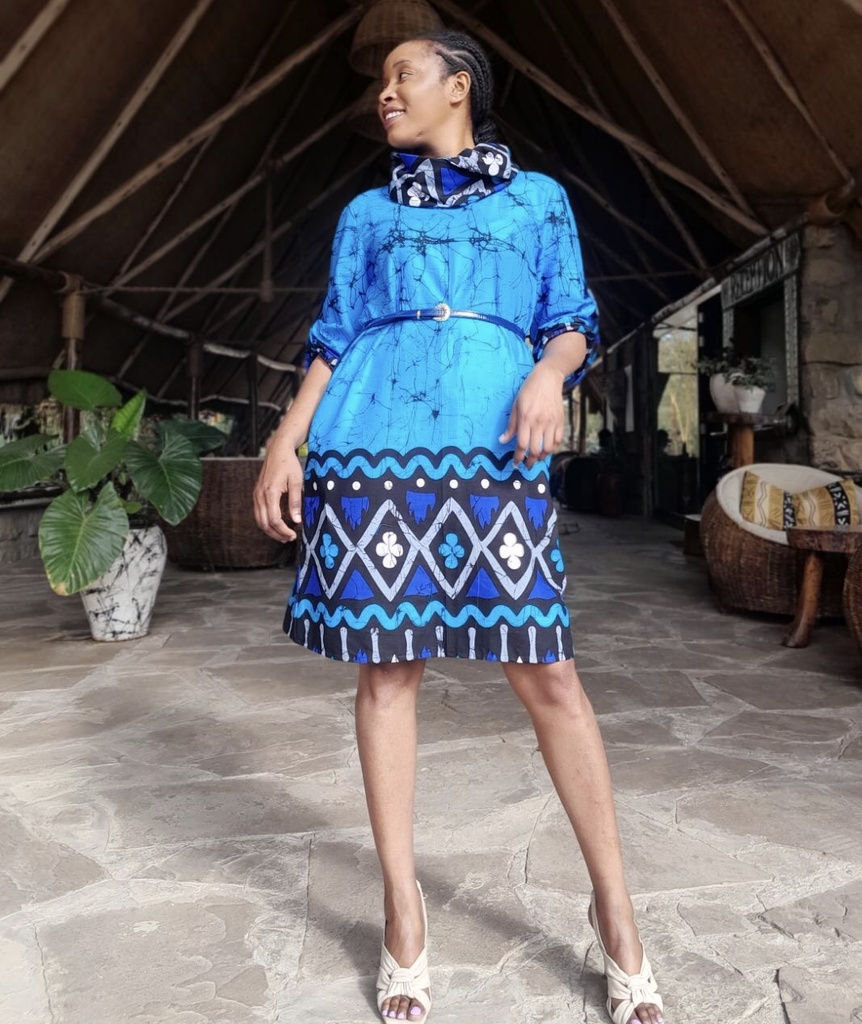 Blue, tunika haljina bez kragne