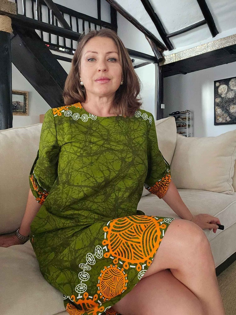 Tunika haljina bez kragne, green orange