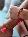 Coral, anklet/bracelet set, Swarovski