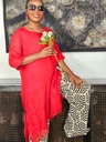Linen gauze tunic in scarlet 
