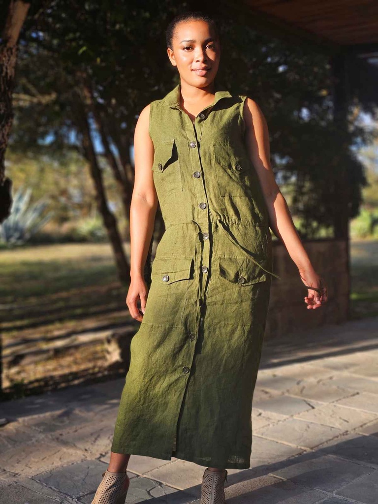 Linen safari dress