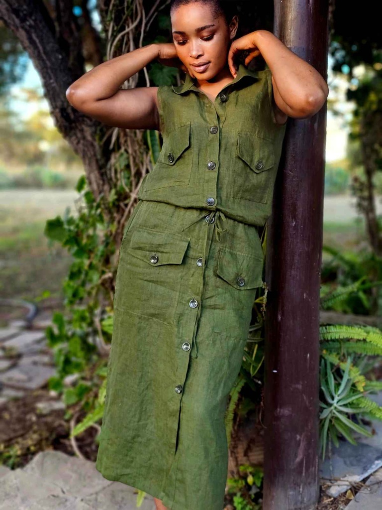 Linen safari dress
