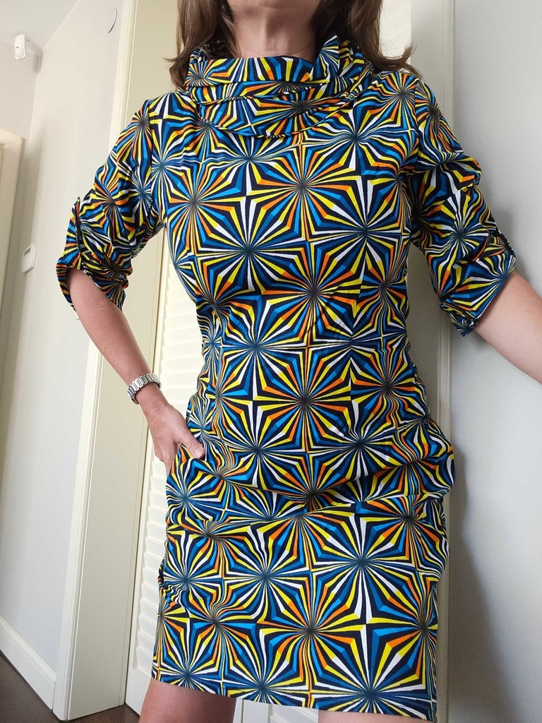 Caleidoscope fitted turtleneck dress