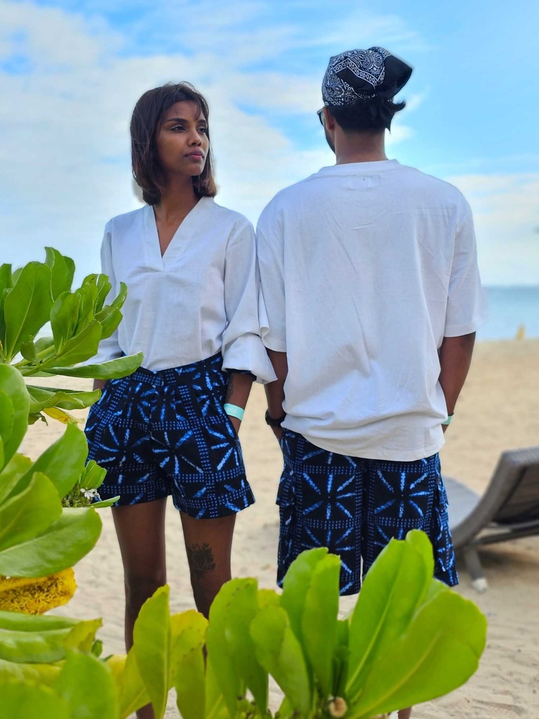 Puff sleeve linen blouse