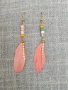 Pink feather earrings