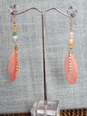 Pink feather earrings