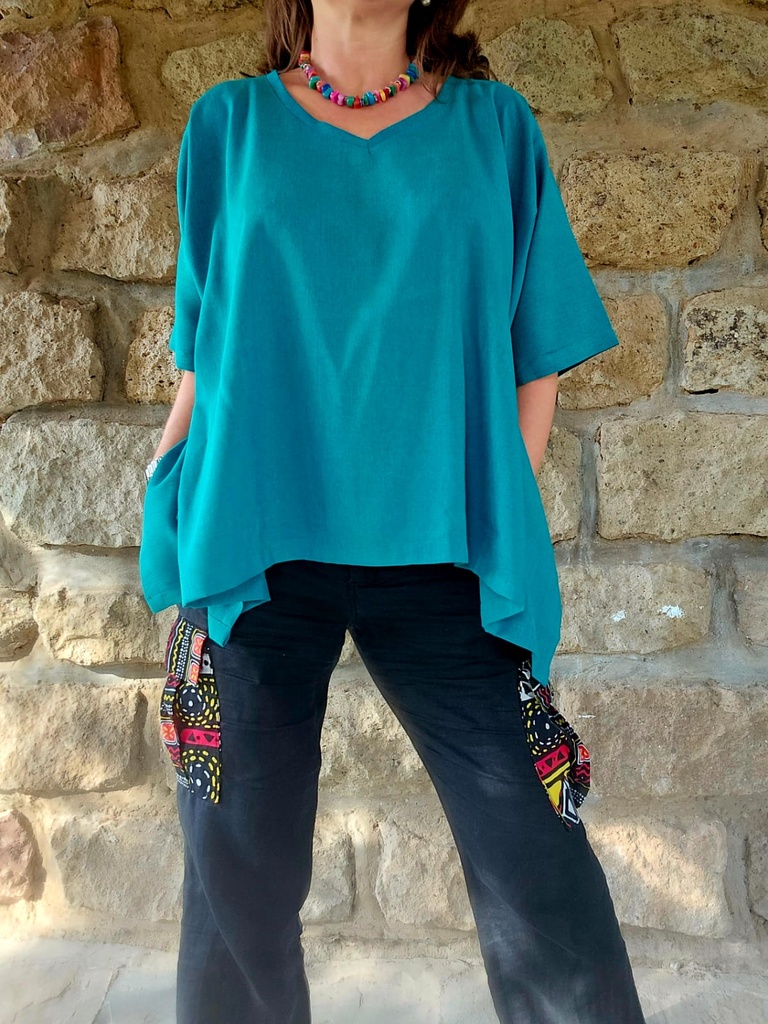 Dhalia asymmetric top turquoise