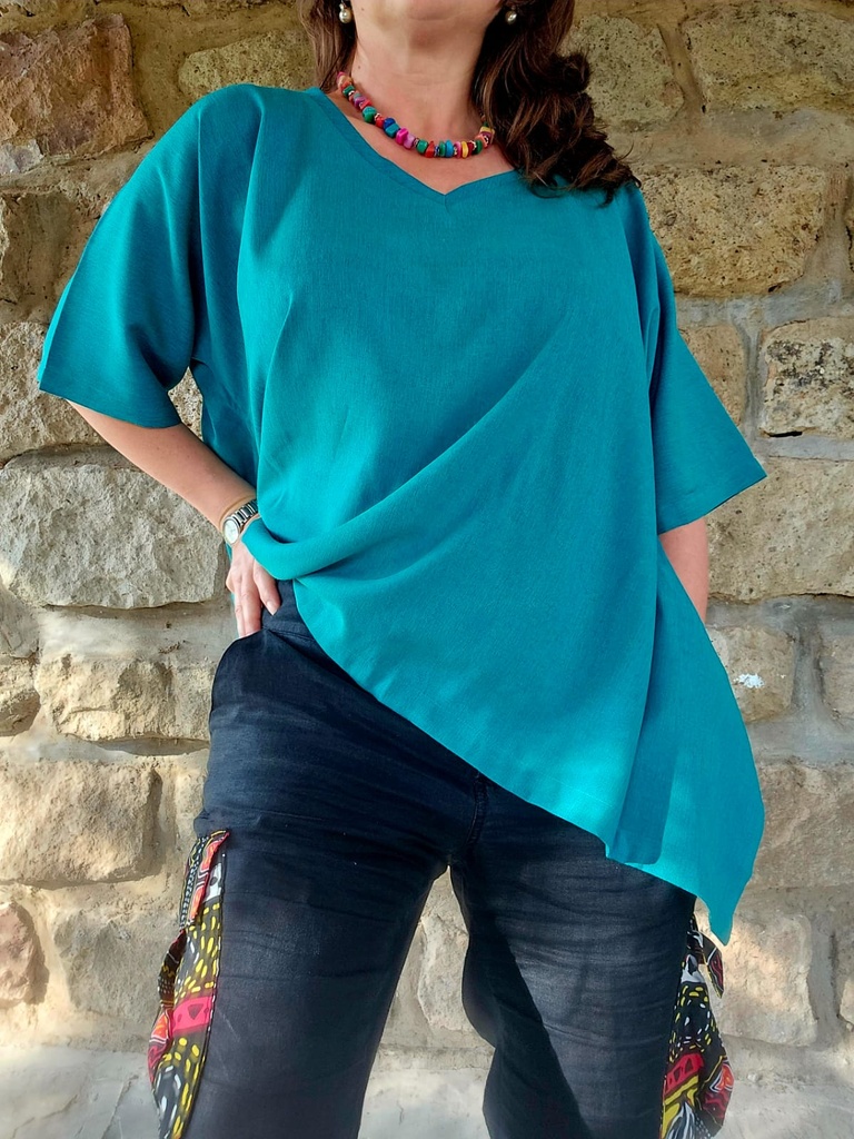 Dhalia asymmetric top turquoise