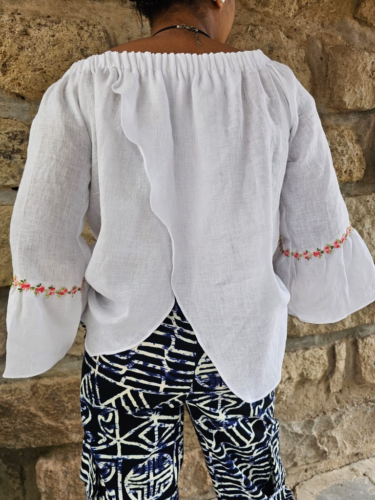 Off shoulder linen top