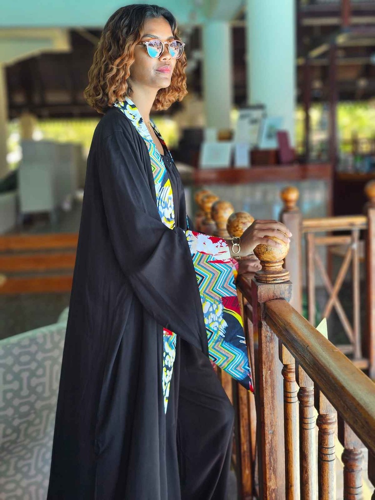 Moonlit veil kaftan noire