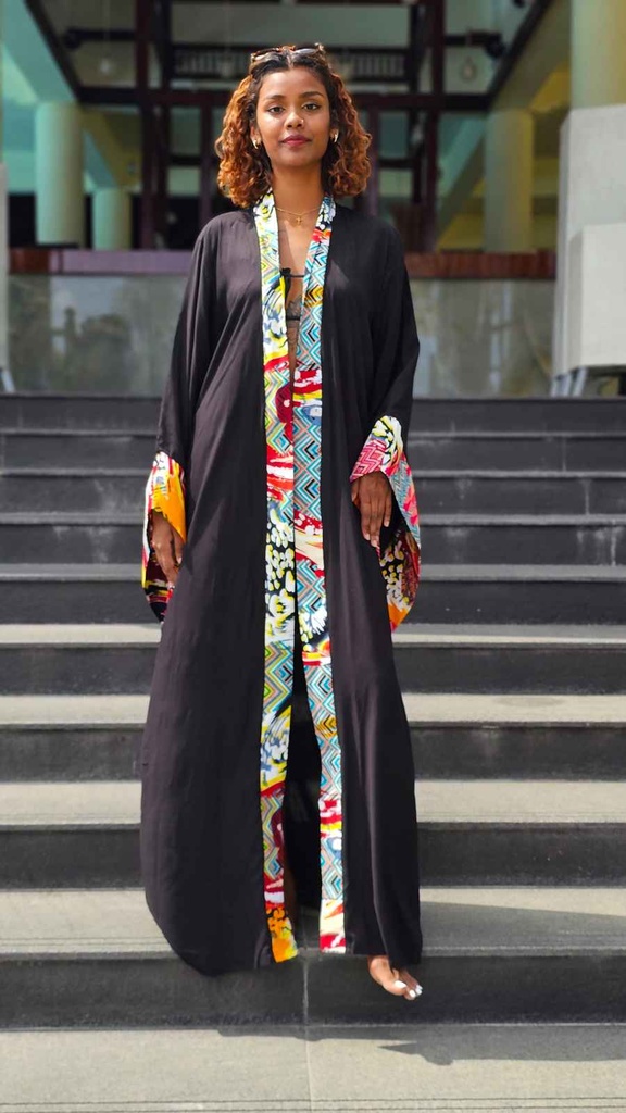 Moonlit veil kaftan noire