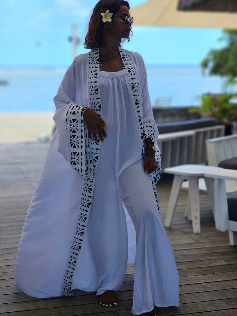 Moonlit veil kaftan white