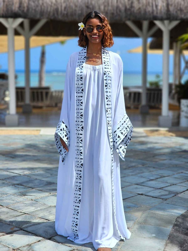 Moonlit veil kaftan white