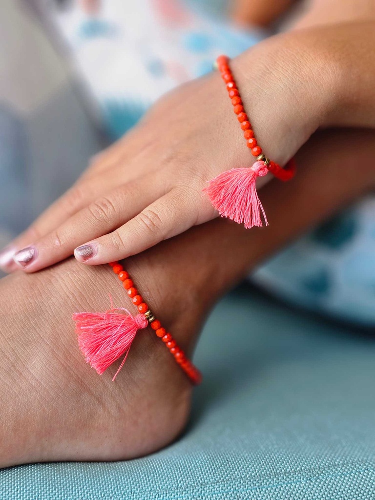 Coral walk, anklet/bracelet set