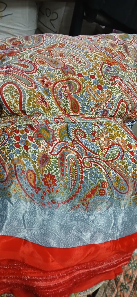 Red and baby blue silk