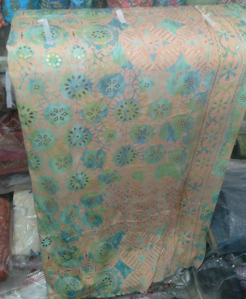 Peach and turquoise silk