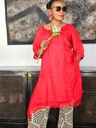 Linen gauze tunic in scarlet