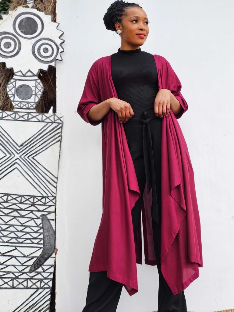 Asymmetric cardigan - burgundy