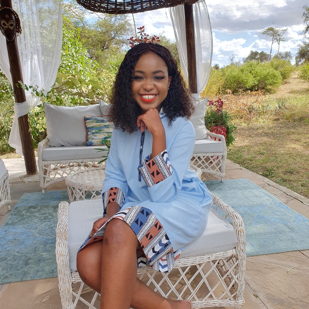 Baby blue linen shirt dress