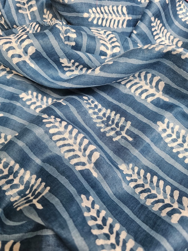 Sheer cotton pine tree blue