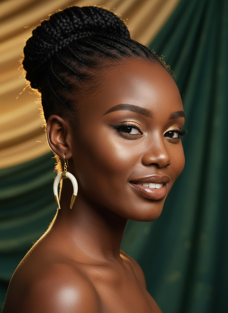 Cow horn earrings with brass detailing